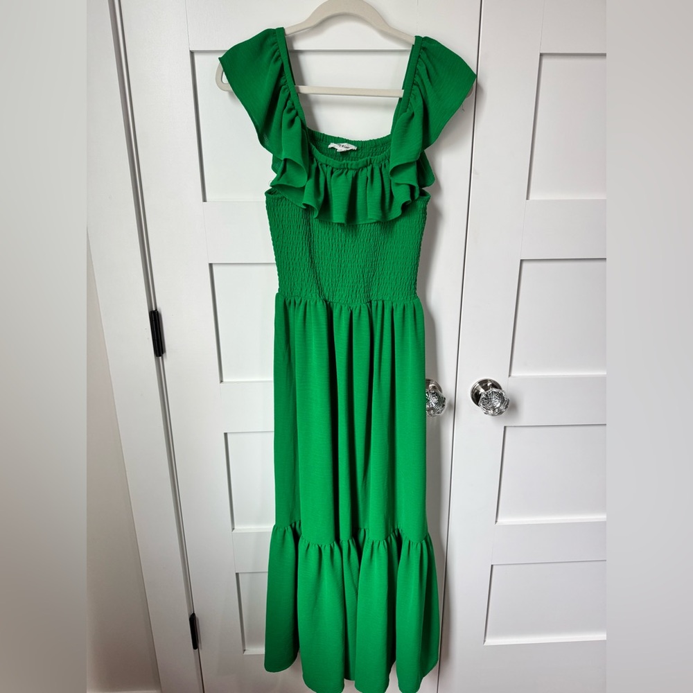 Zoey & Leelo Green Ruffle-Trim Maxi Dress size S
